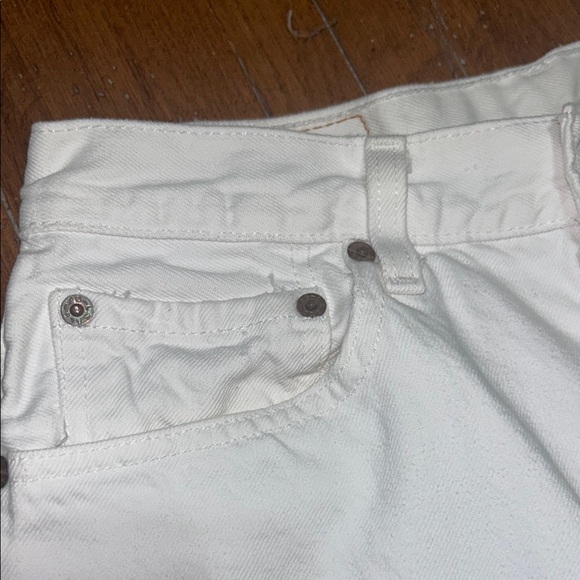 Levi's 501 Crisp White Denim VTG High Waist Cutoff SHORTS💙Button-fly & raw hem. - Picture 5 of 10